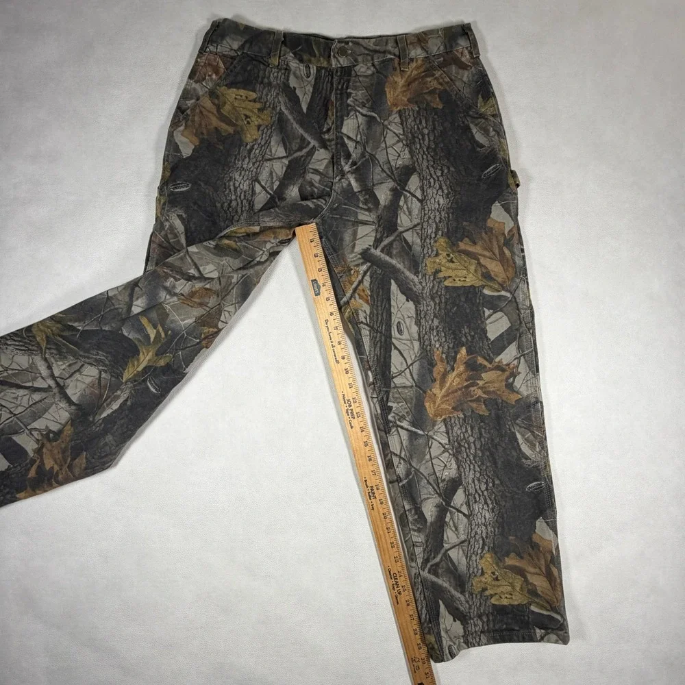 Carhartt Mens Realtree Hardwoods Camo Work Pants Straight Leg 36x30 Brown Grey